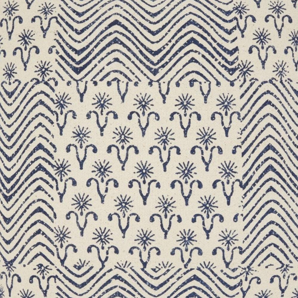 20" Indigo And Ivory Geometric Cotton Throw Pillow