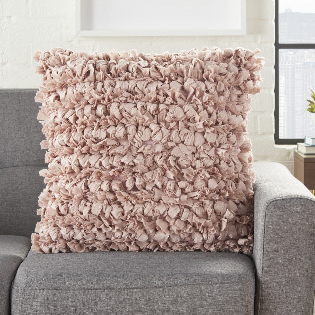 Loose Luscious Shag Light Pink Throw Pillow