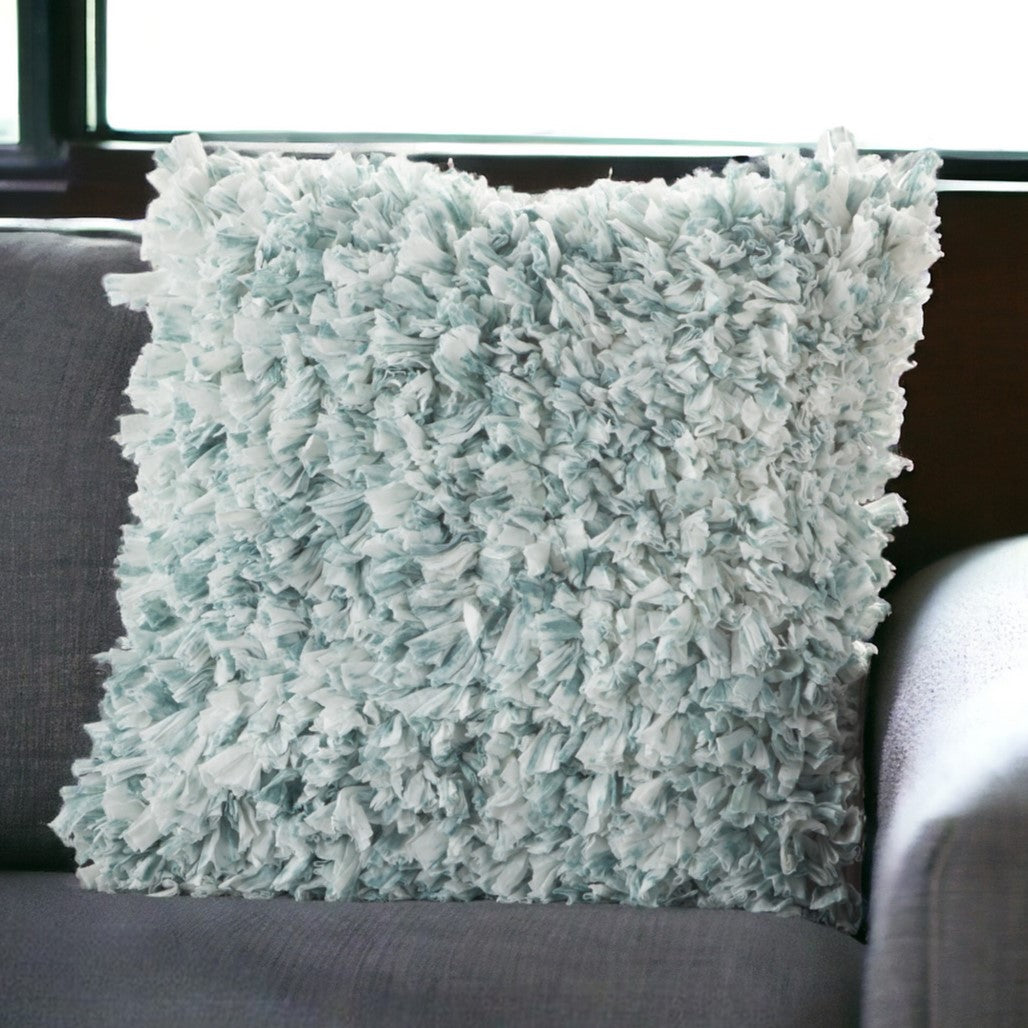 Shaggy Chic Teal And Ivory Throw Pillow