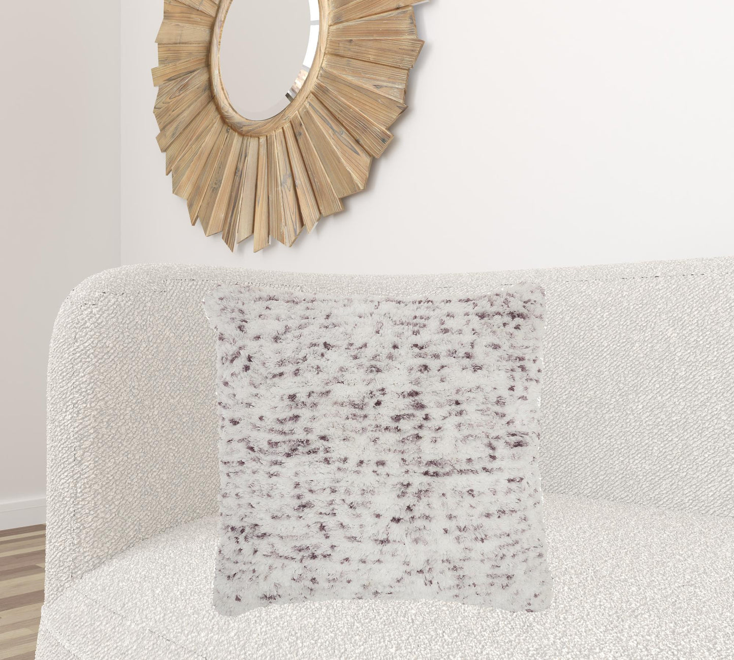 Soft Shaggy Purple And White Spotted Throw Pillow