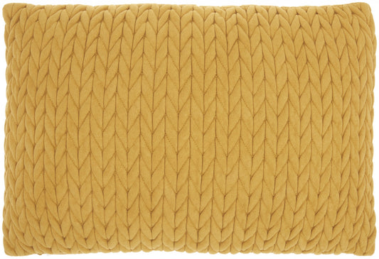 14" X 20" Mustard Yellow Braided Polyester Zippered Pillow