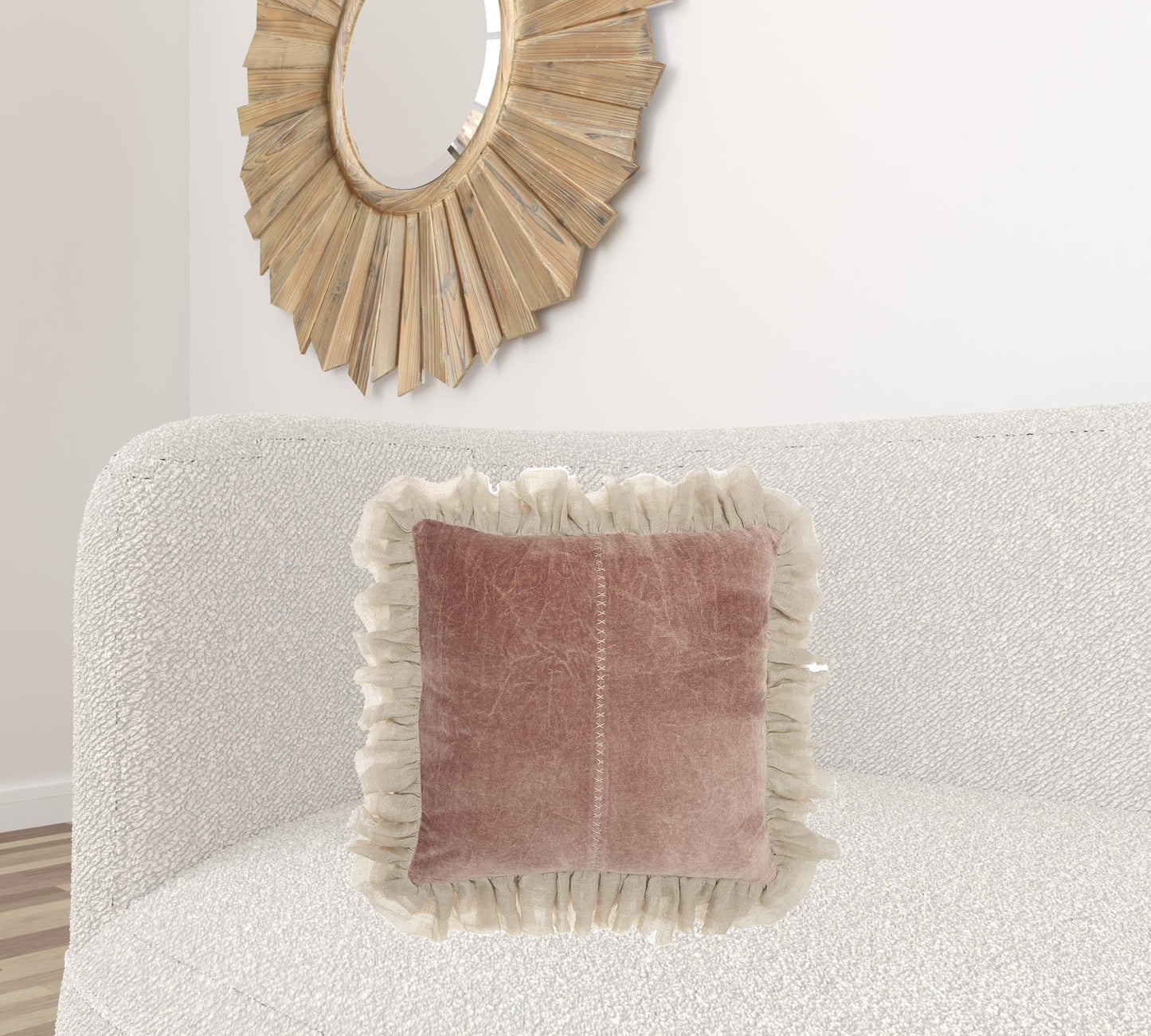 Wide Tasseled Marble Pink Throw Pillow