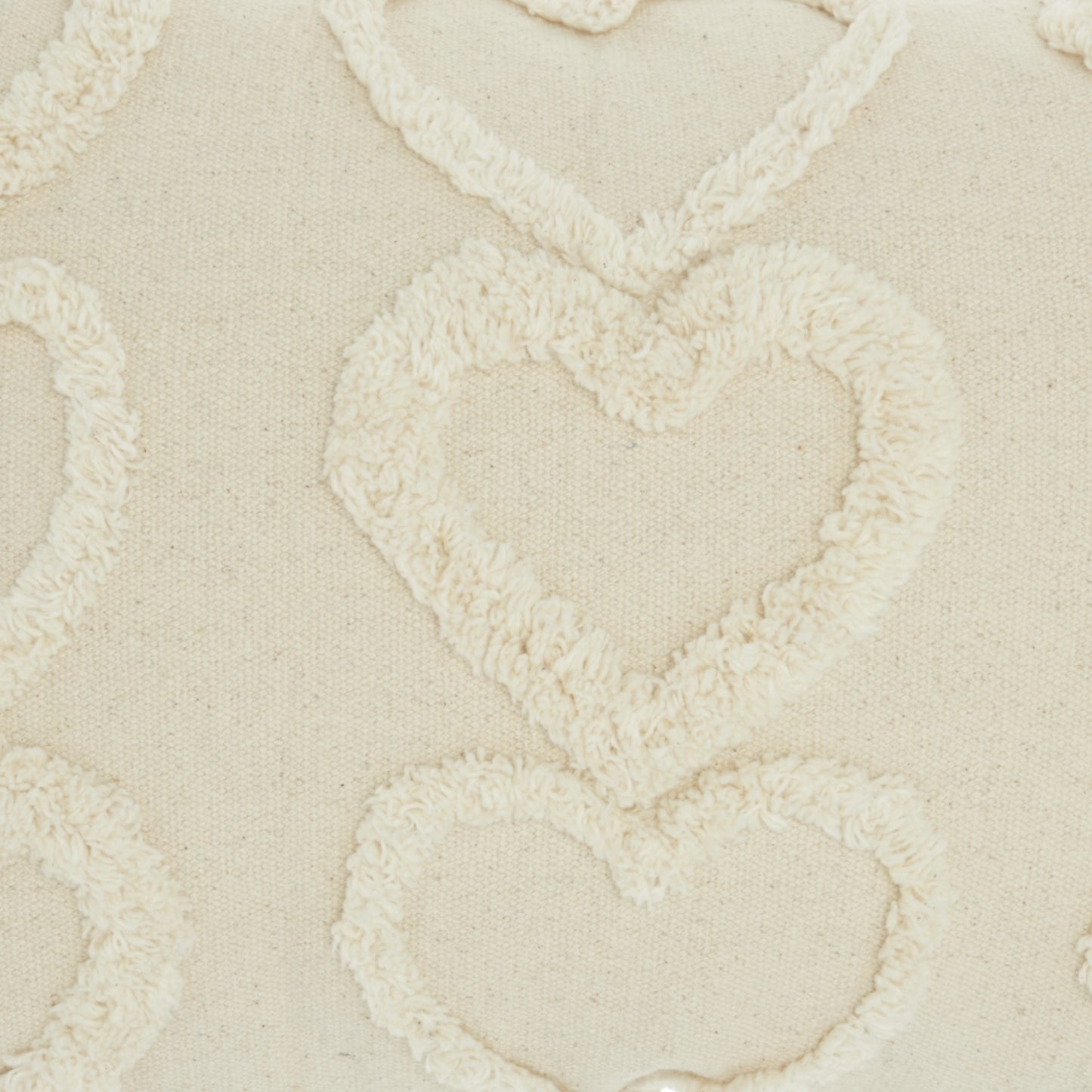 Whimsical Heart Detail Off White Lumbar Pillow