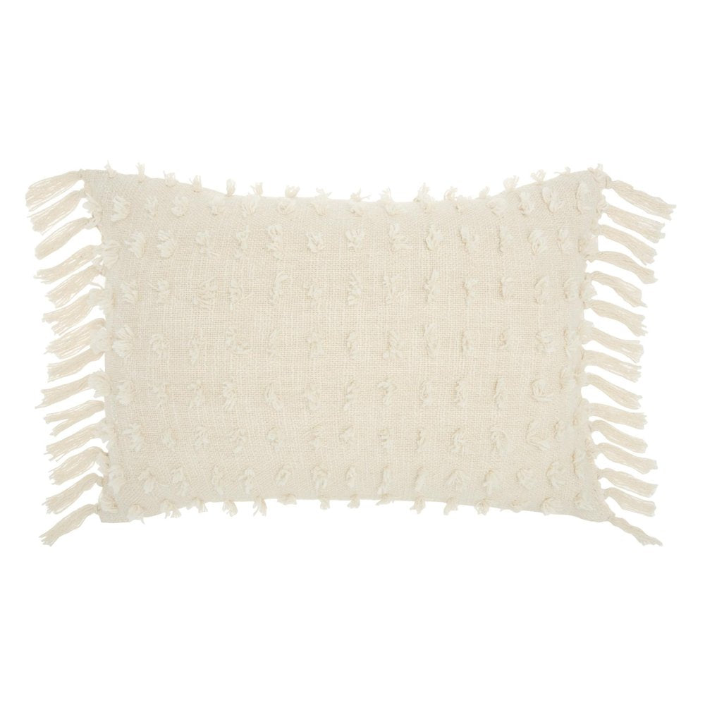 14" X 20" White Cotton Throw Pillow