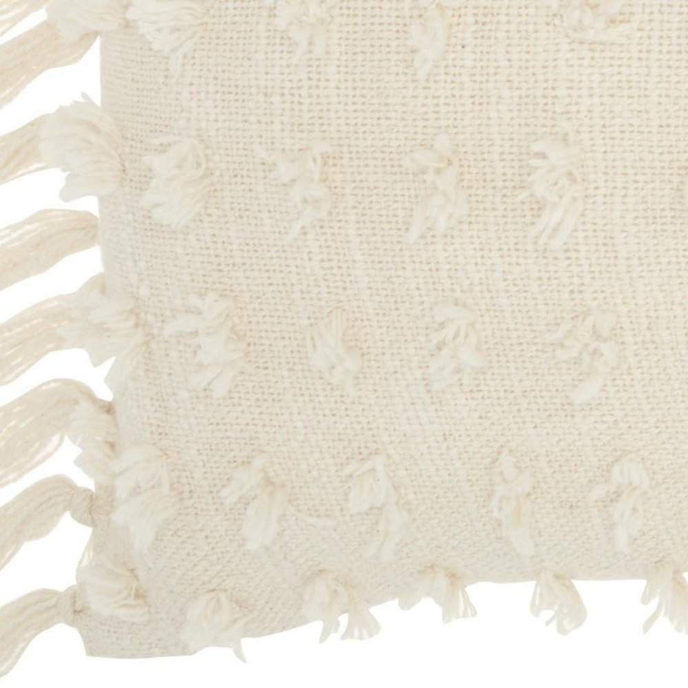 14" X 20" White Cotton Throw Pillow