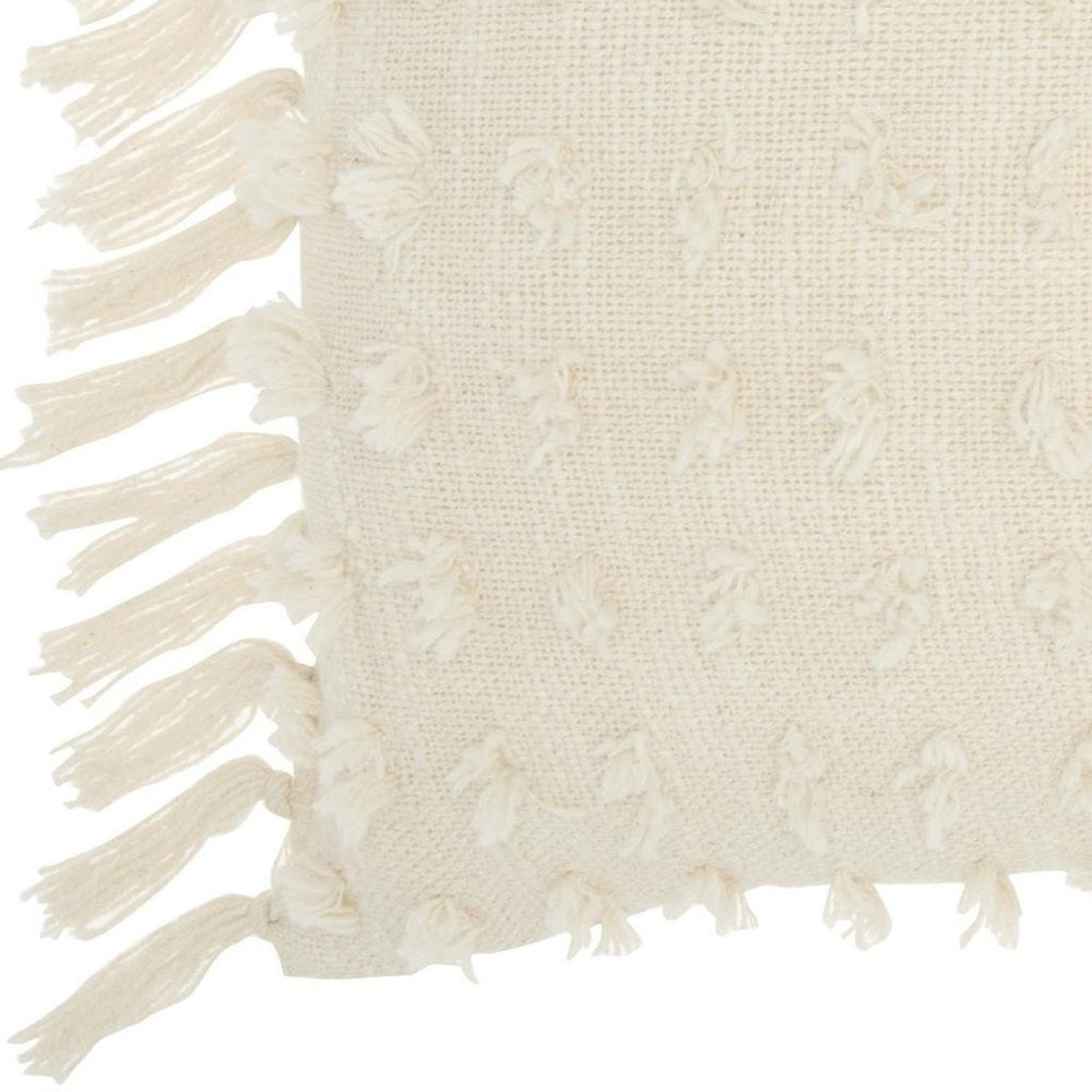 14" X 20" White Cotton Throw Pillow