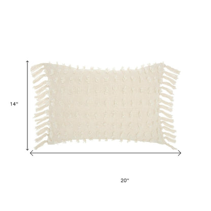 14" X 20" White Cotton Throw Pillow