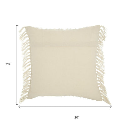 Tassel Detailed White Throw Pillow