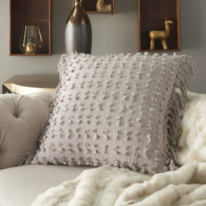 Tassel Detailed Gray Throw Pillow