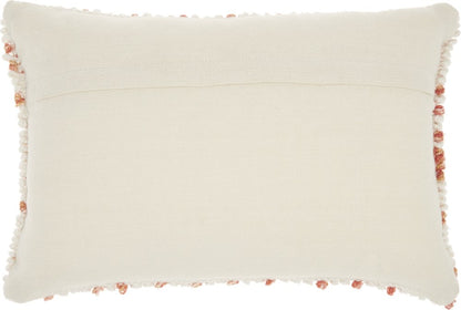 14" X 20" Coral and Beige Ribbed Indoor Outdoor Throw Pillow With Texture