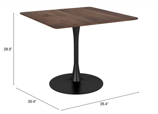 35" Square Steel Pedestal Base Dining Table