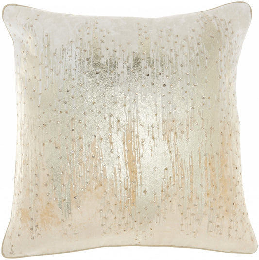 18" Cream Velvet Throw Pillow