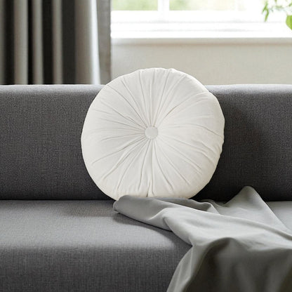 16" White Round Velvet Throw Pillow