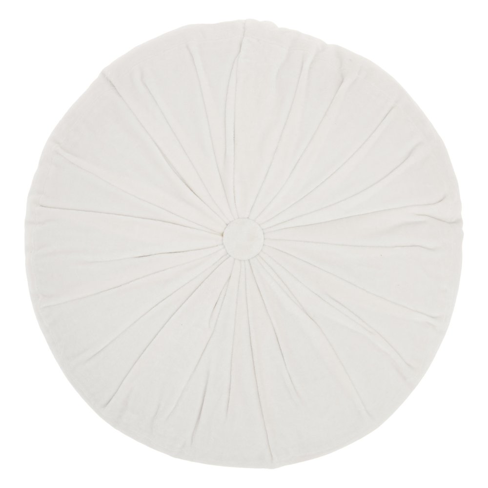 16" White Round Velvet Throw Pillow