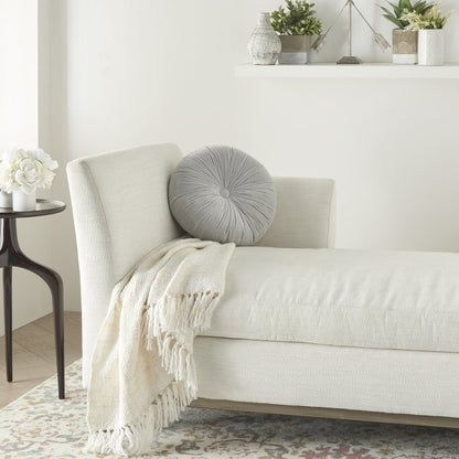 16" X 16" Light Gray Round Velvet