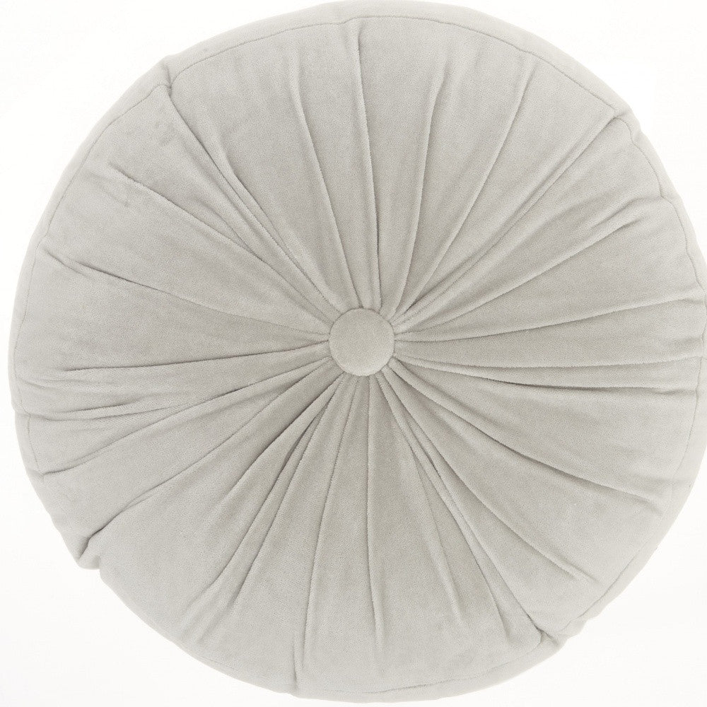 16" X 16" Light Gray Round Velvet Throw Pillow