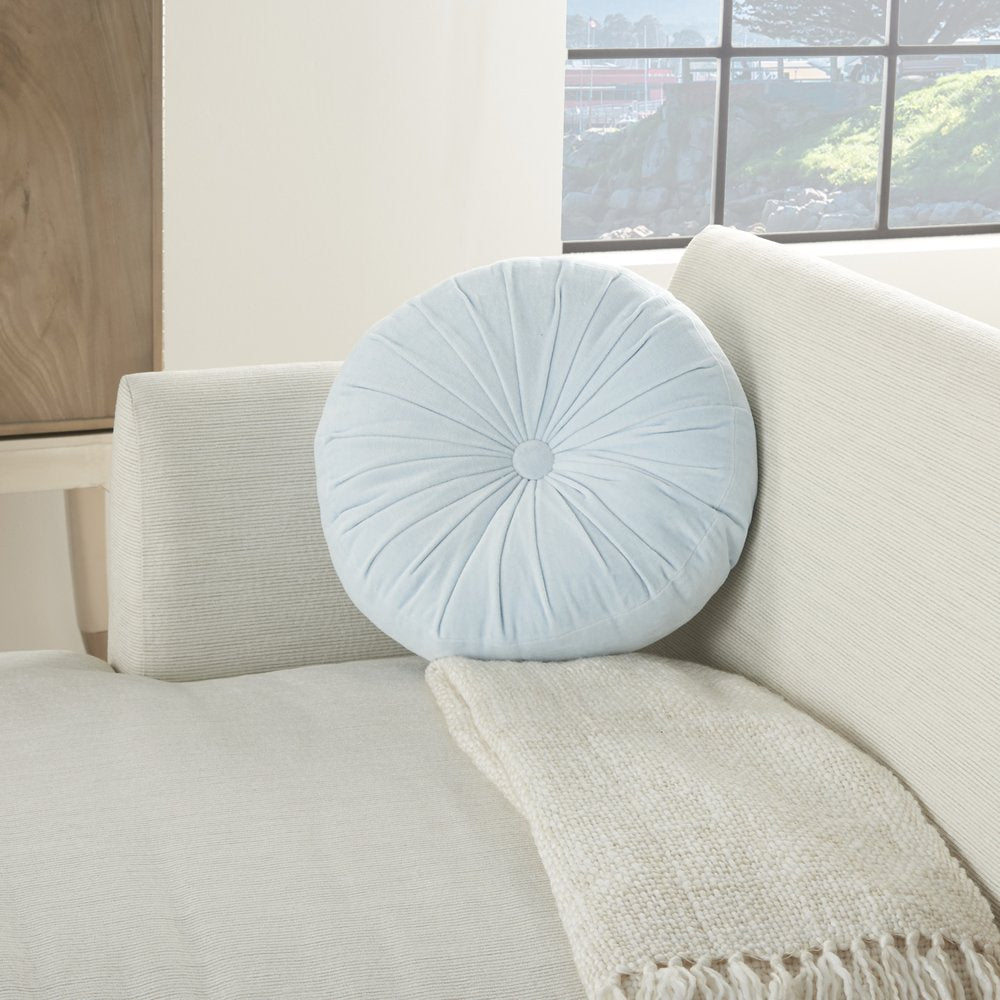 16" Periwinkle Tufted Round Throw Pillow