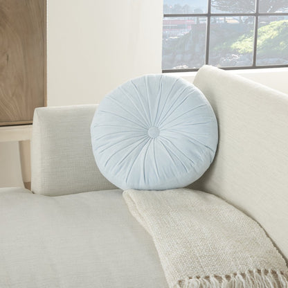 16" Periwinkle Tufted Round Throw Pillow
