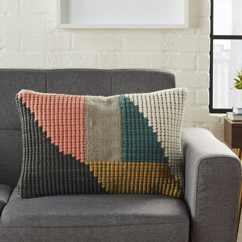Multicolor Geometric Patch Throw Pillow