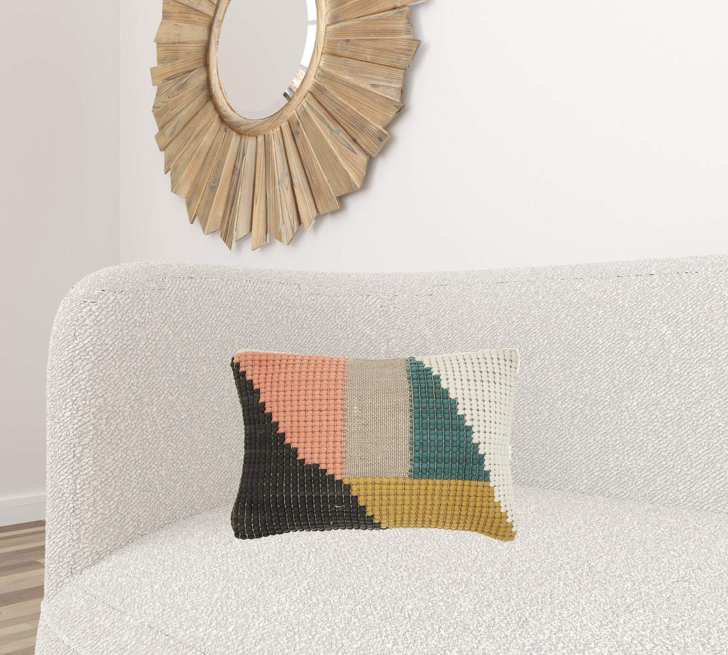 Multicolor Geometric Patch Throw Pillow