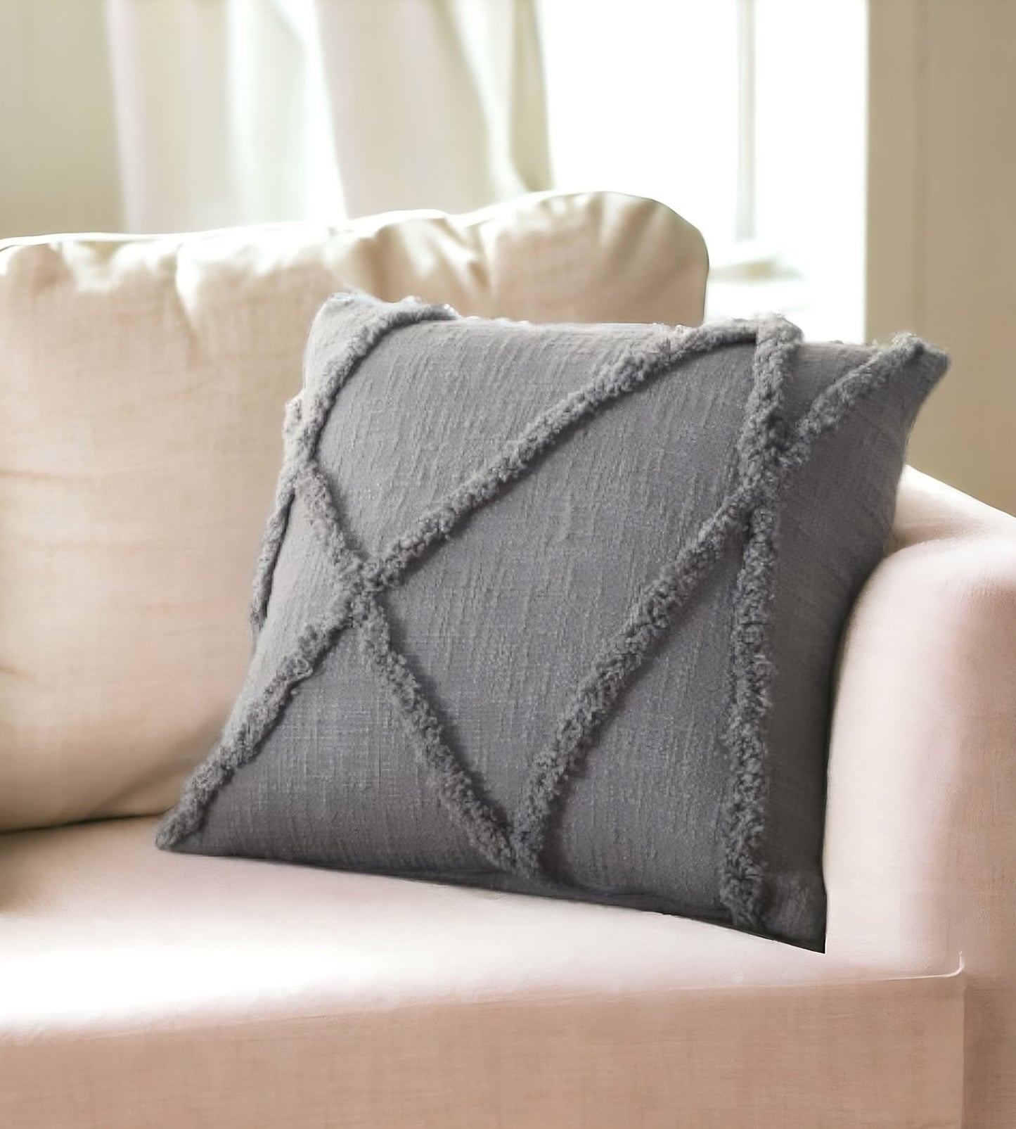 Boho Chic Gray Textured Lines Throw Pillow