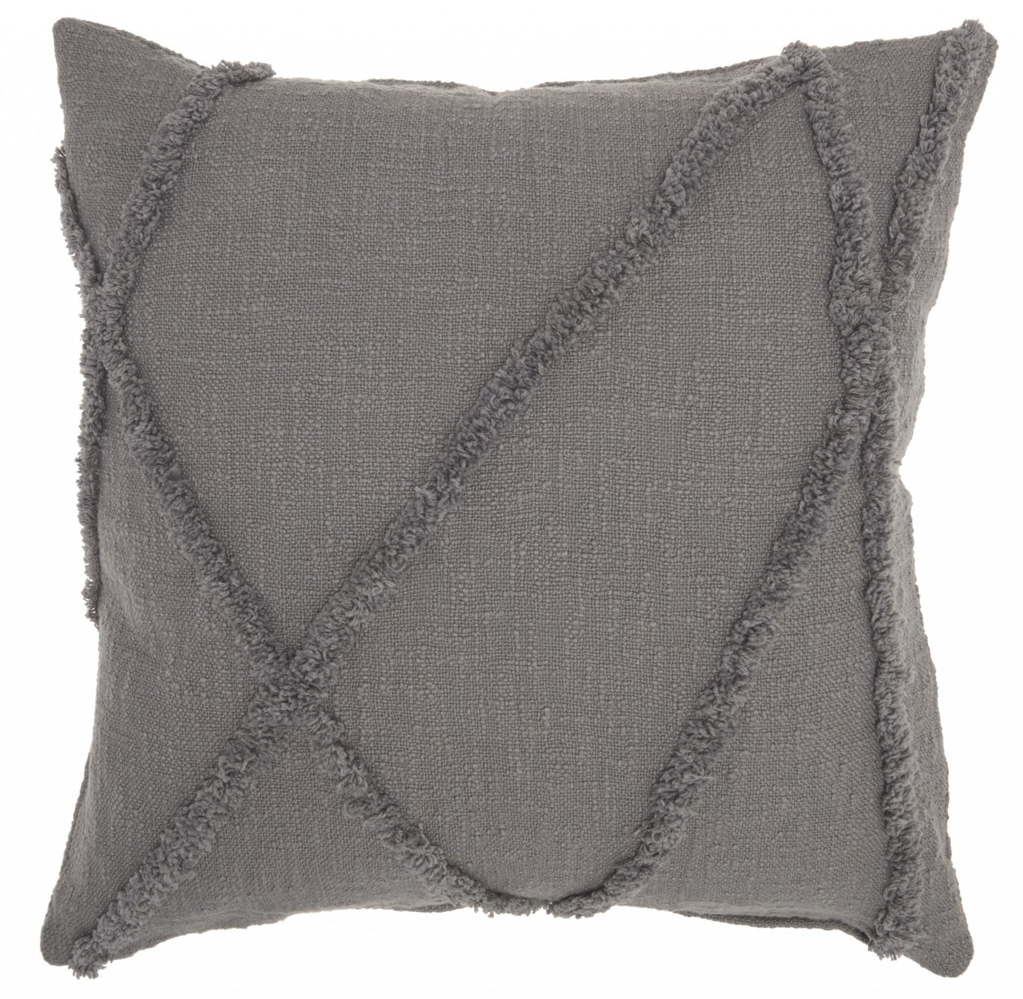 24" Gray Cotton Throw Pillow