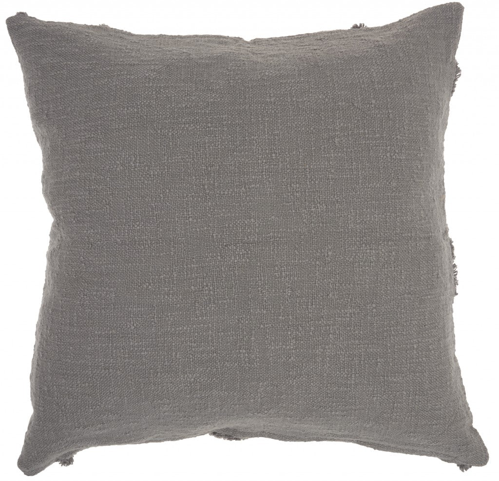 24" Gray Cotton Throw Pillow