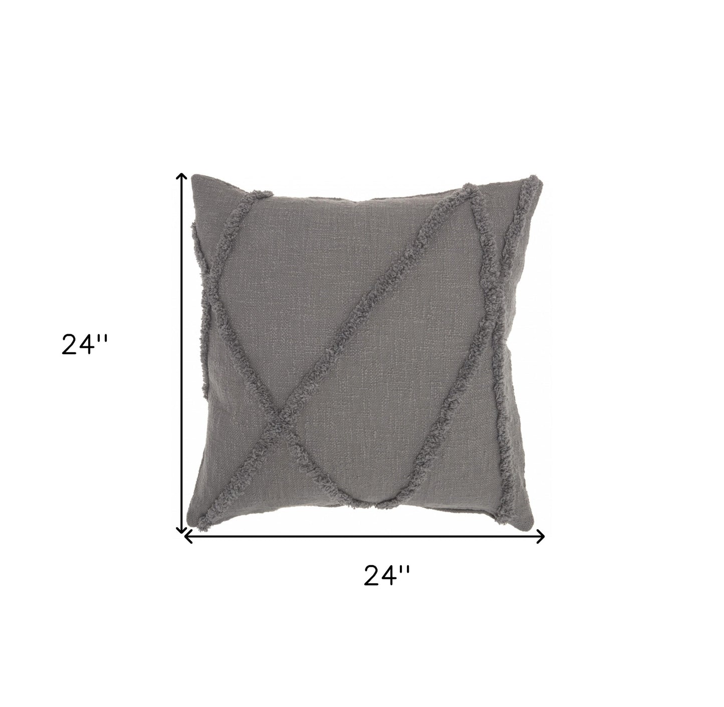 24" Gray Cotton Throw Pillow