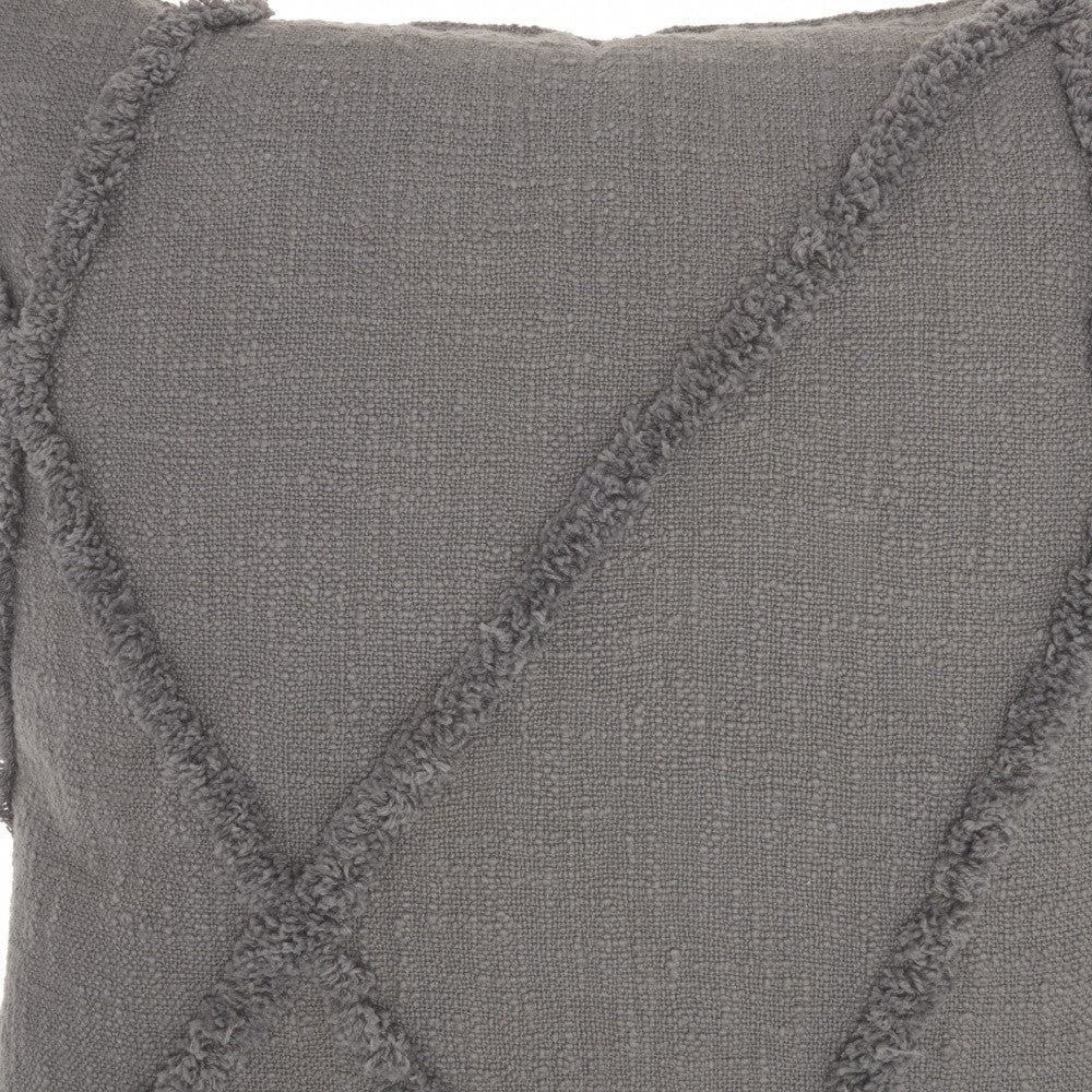 24" Gray Cotton Throw Pillow