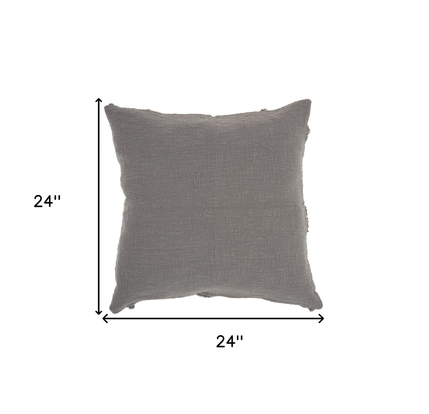 24" Gray Cotton Throw Pillow