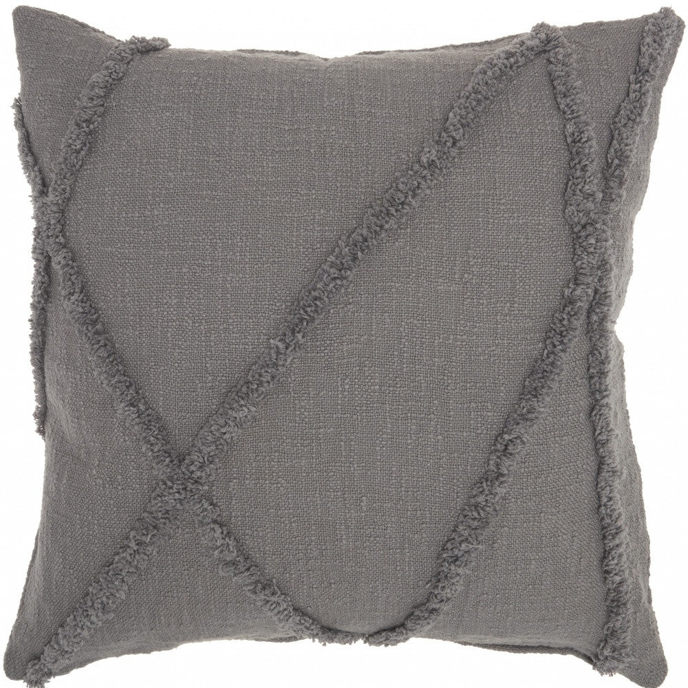 24" Gray Cotton Throw Pillow