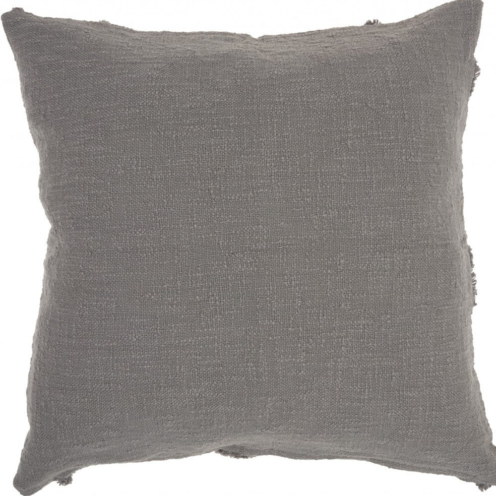 24" Gray Cotton Throw Pillow