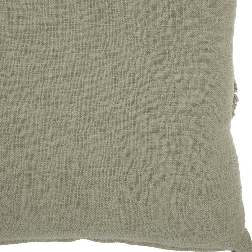 Light Abstract Khaki Green Shaggy Detail Throw Pillow