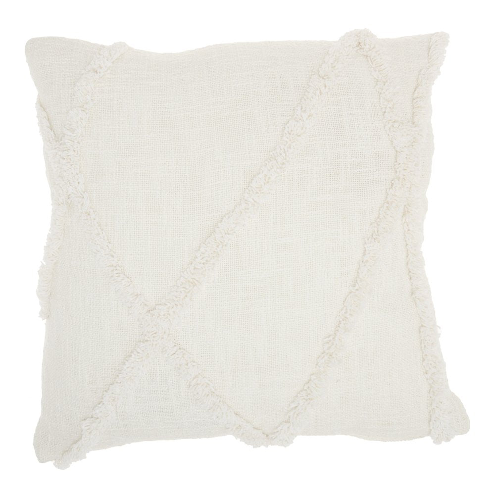 Boho Chic White Textured Lines Throw Pillow