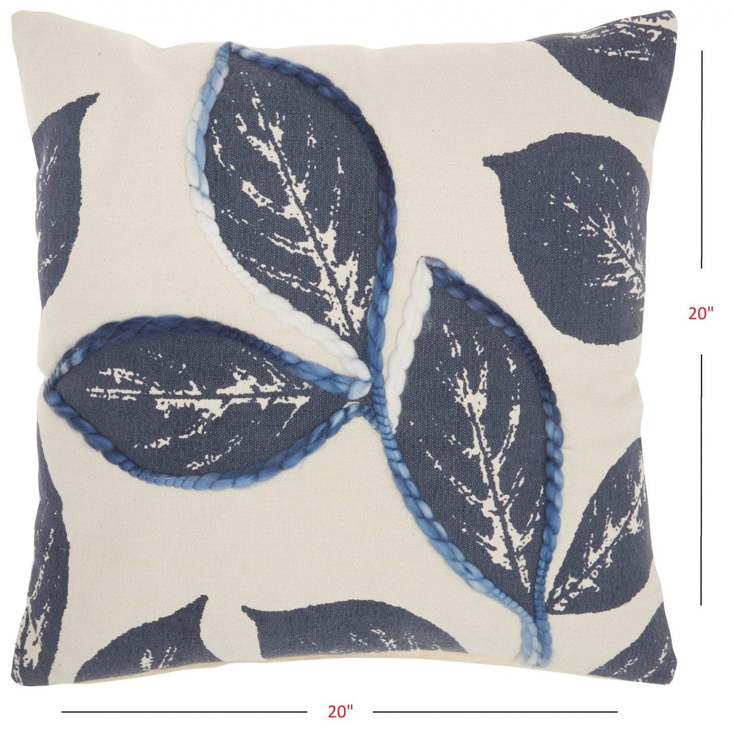 Floral Handcrafted Navy Accent Throw Pillow