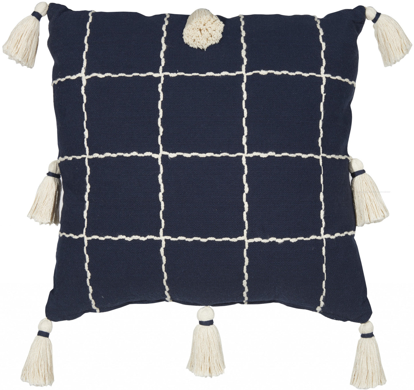 Boho Handcrafted Navy Accent Throw Pillow