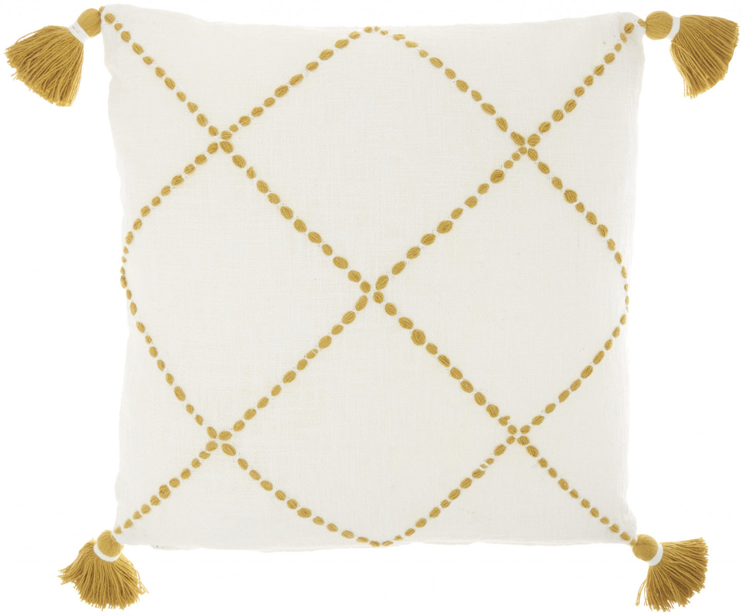 Boho Mustard Cotton Accent Throw Pillow