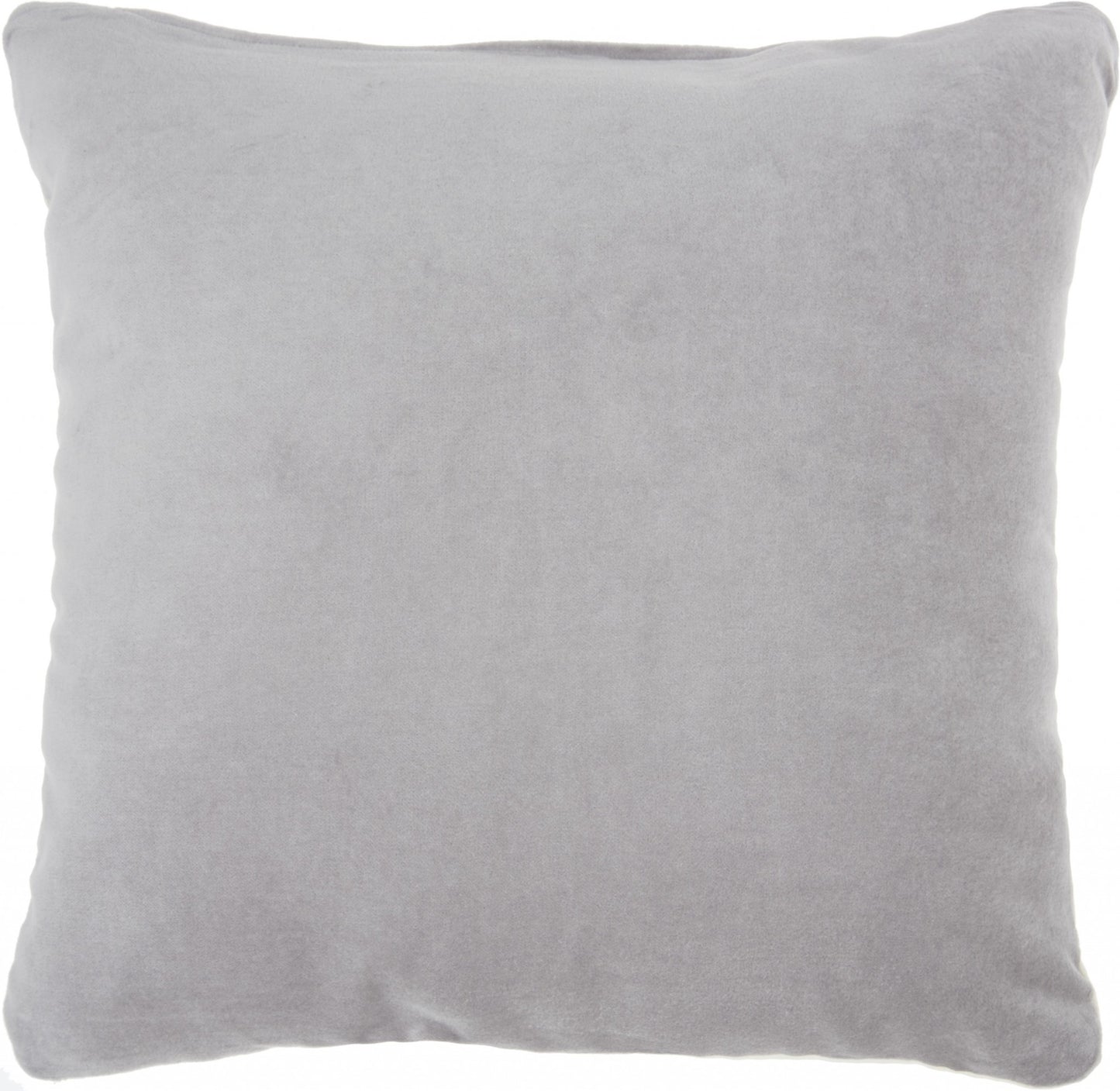 16" Gray and Ivory Velvet Throw Pillow