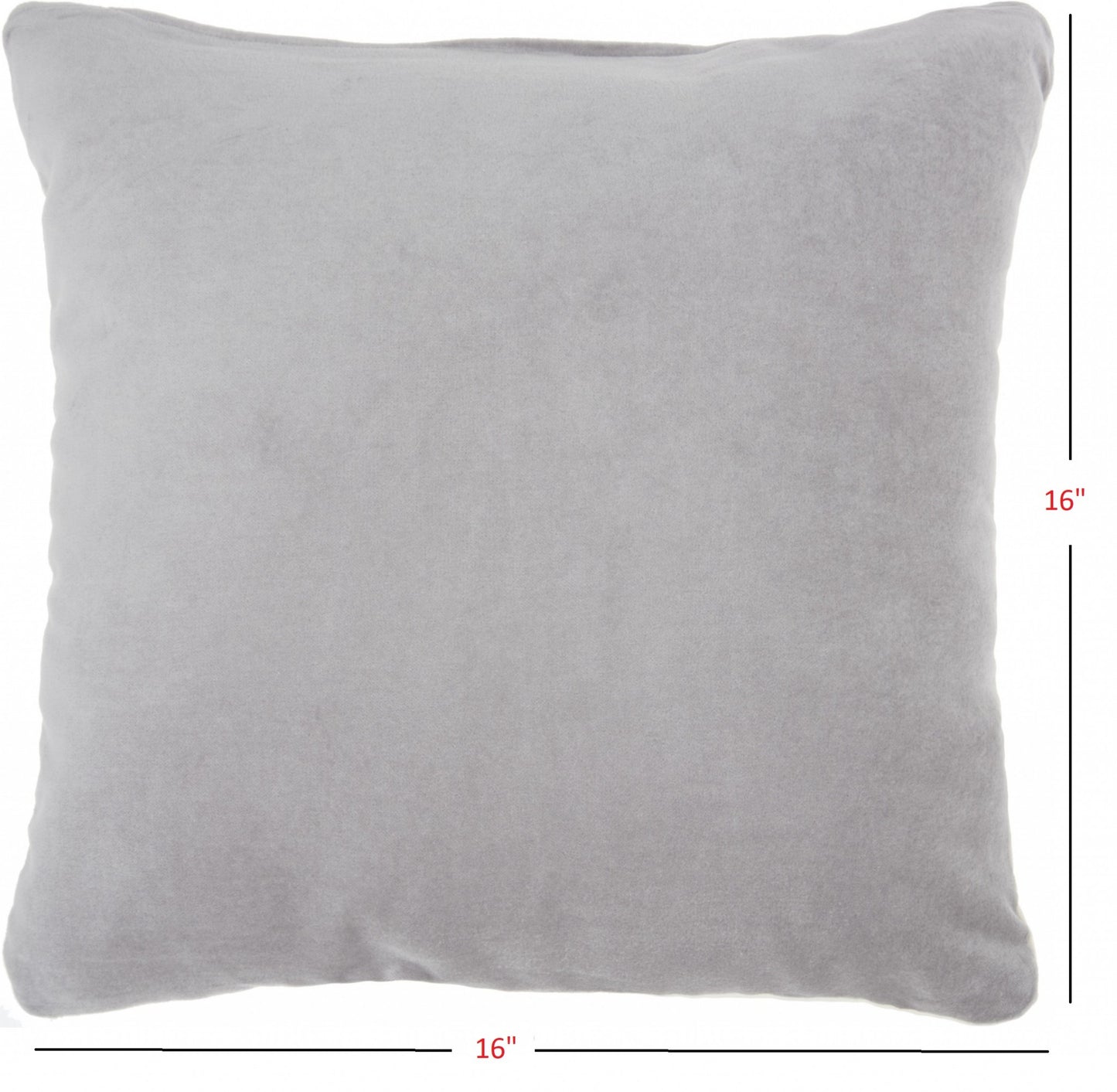 16" Gray and Ivory Velvet Throw Pillow