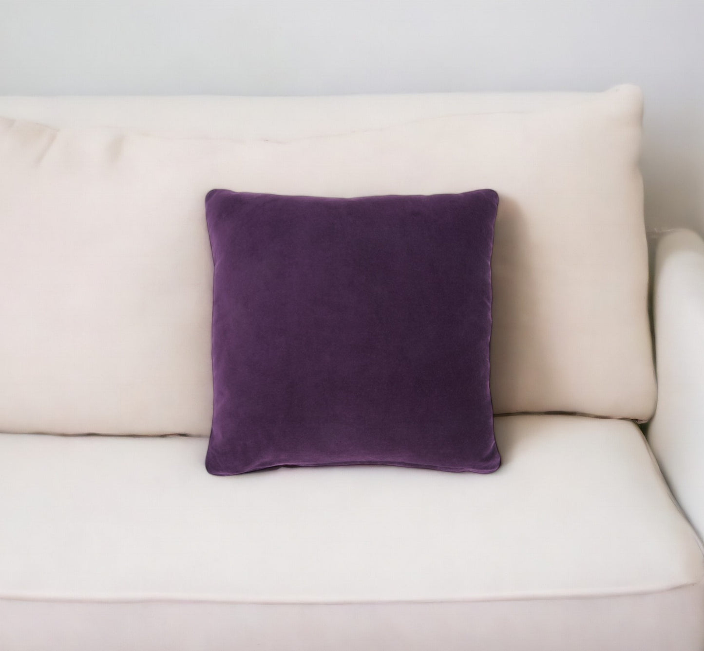 16" Purple and Ivory Velvet Throw Pillow