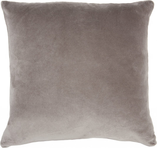 16" Taupe Velvet Throw Pillow