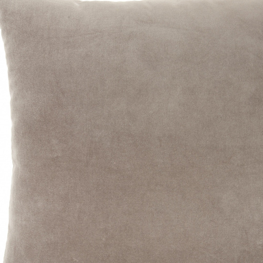 Taupe Soft Velvet Accent Throw Pillow