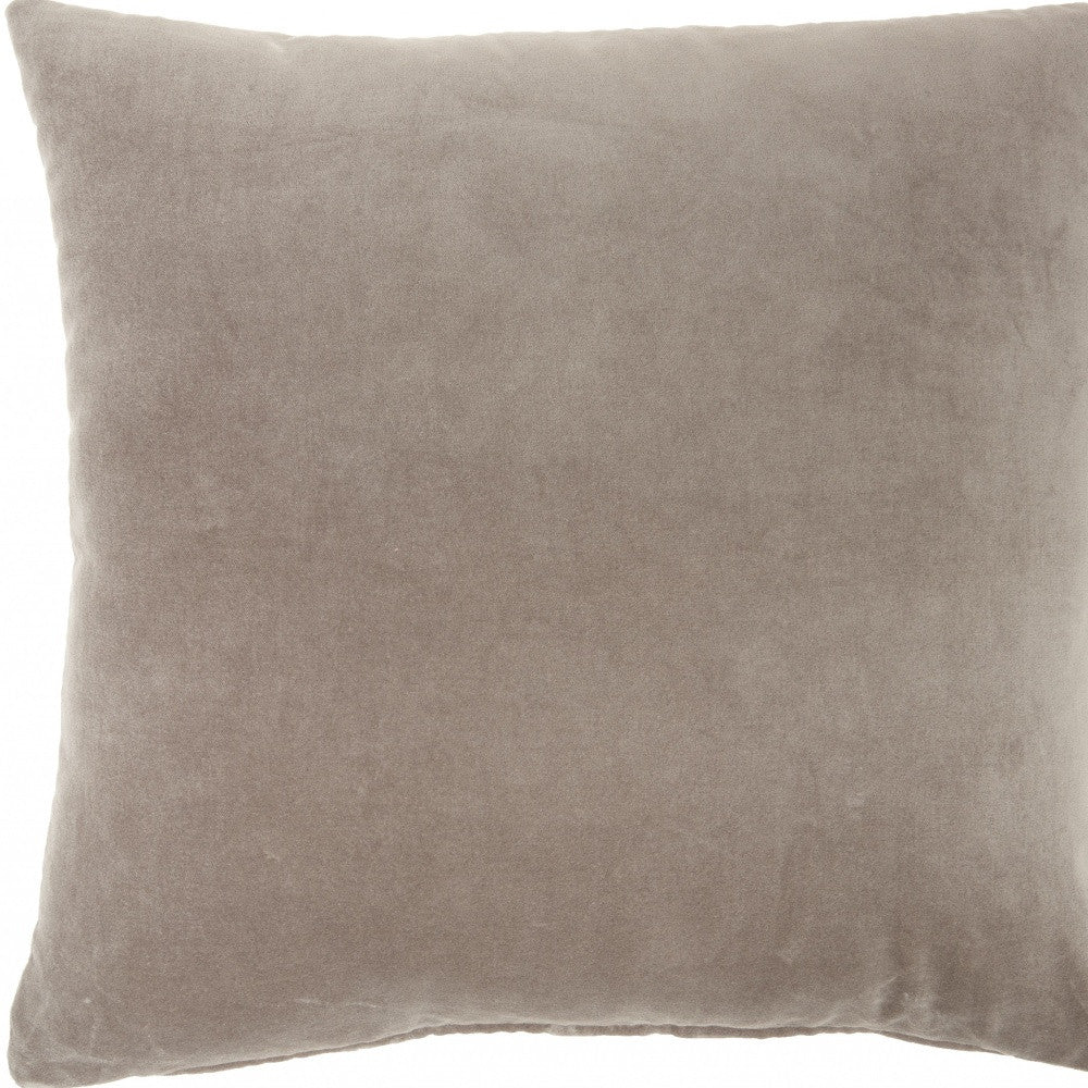 Taupe Soft Velvet Accent Throw Pillow