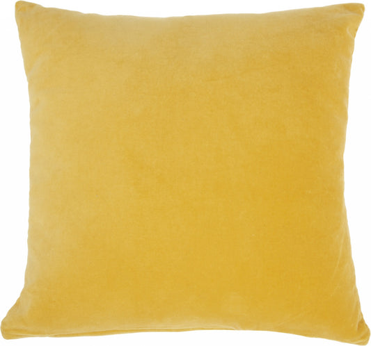 16" X 16" Yellow Solid Color Velvet Throw Pillow
