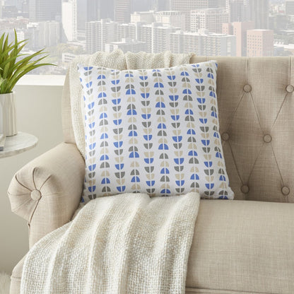 Blue And Taupe Geo Lines Throw Pillow