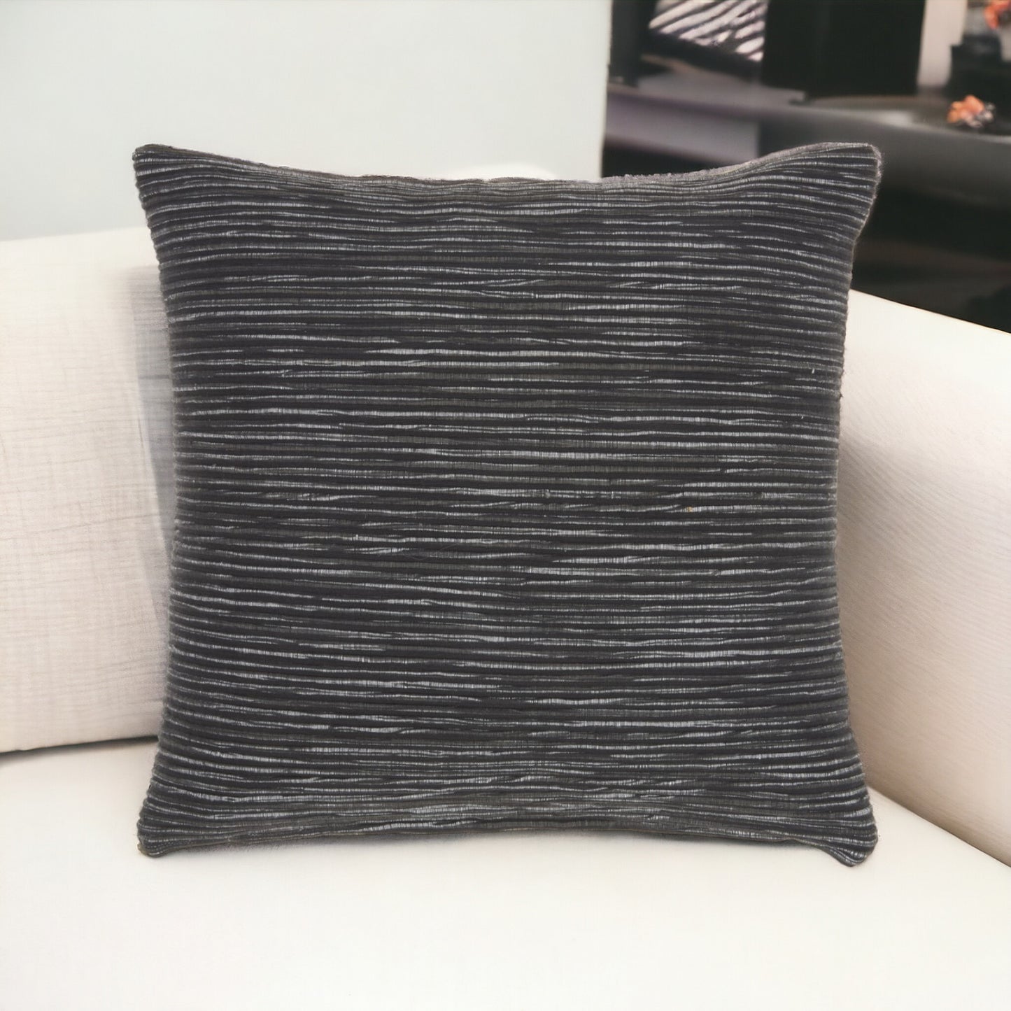 Charcoal Distressed Stripes Throw Pillow