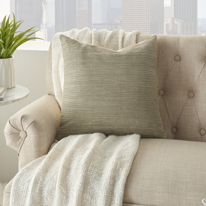 Taupe Distressed Stripes Throw Pillow