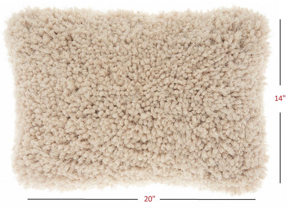 14" X 20" Beige Fabric Lumbar Throw Pillow