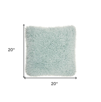20" Celadon Shag Throw Pillow with Texture