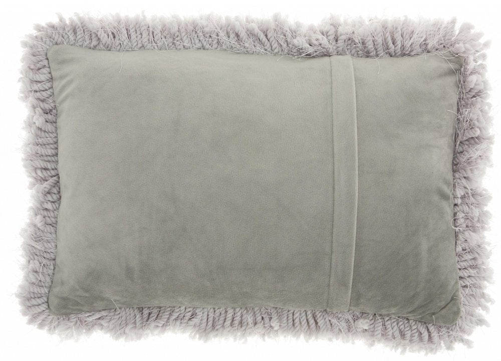 14" X 20" Light Gray Knubby Plush Throw Pillow